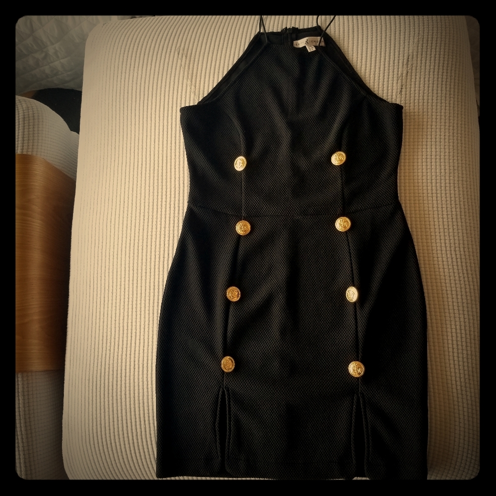 Rare London Black Stretch Mini Dress